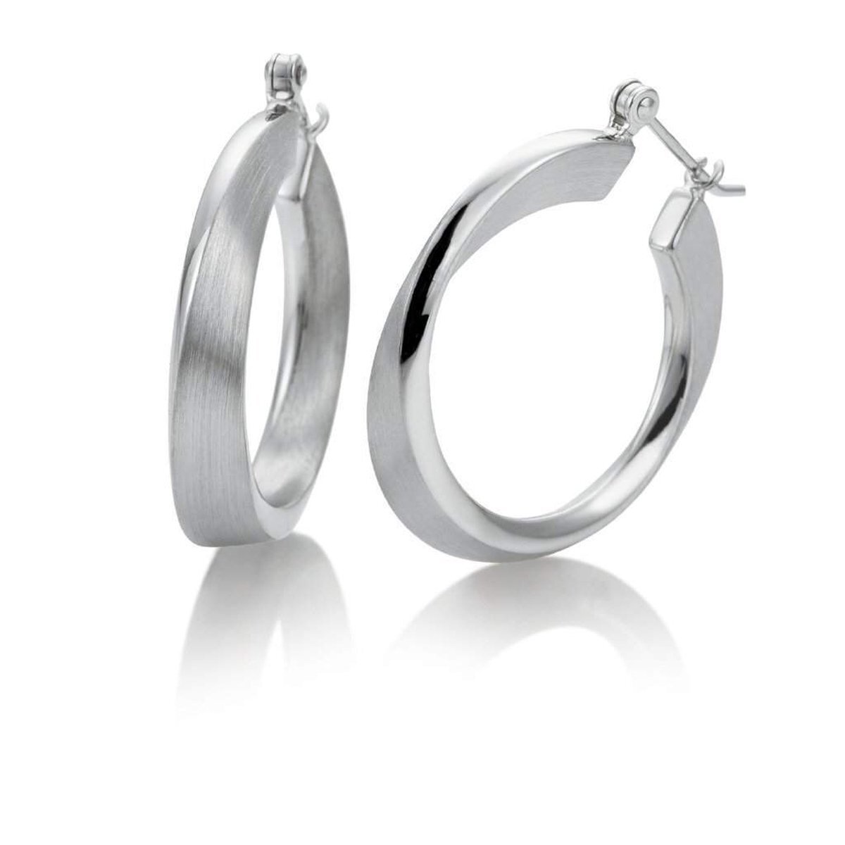 silver contour hoop earrings/06-60699