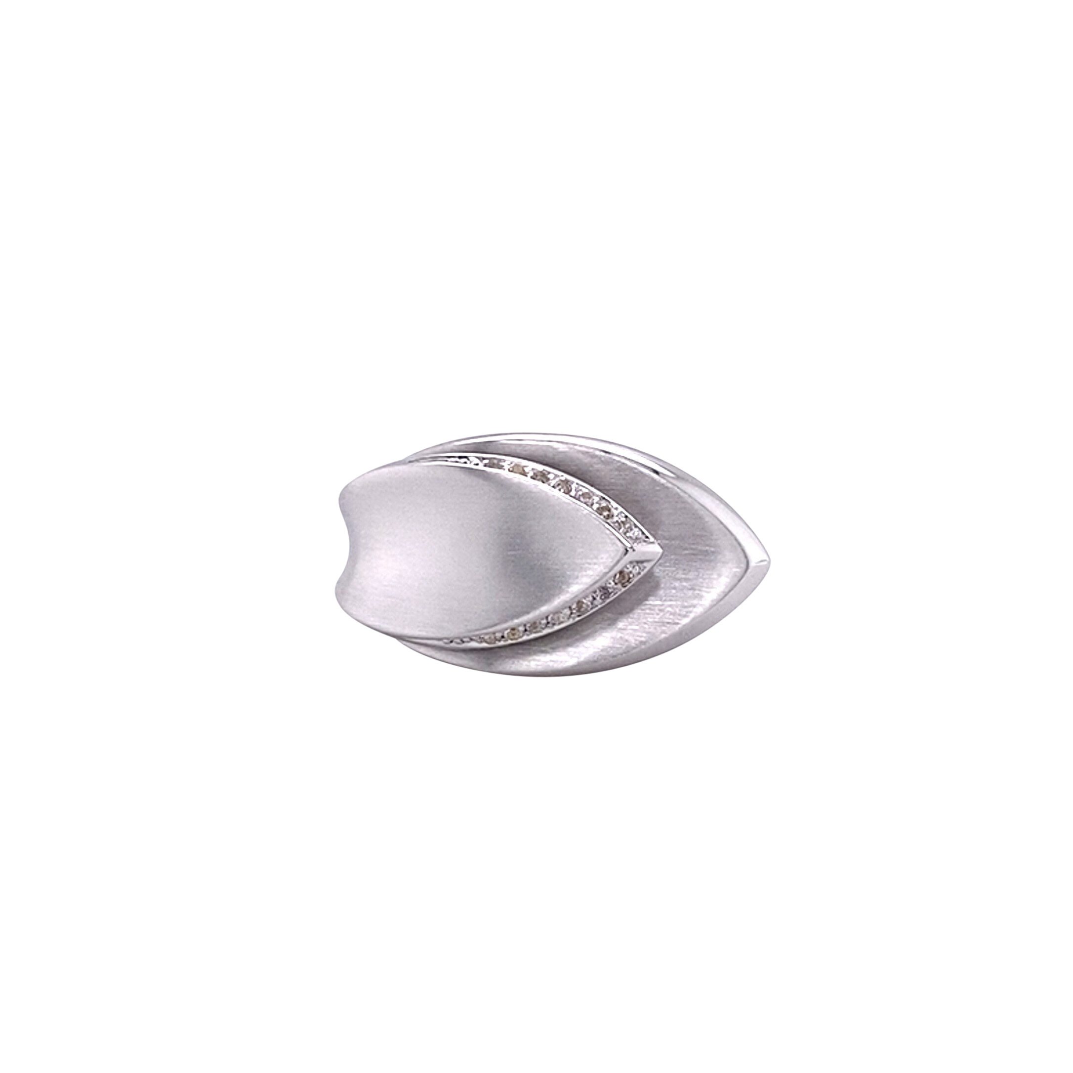 silver and white sapphire ring with double tapered design/41-83679