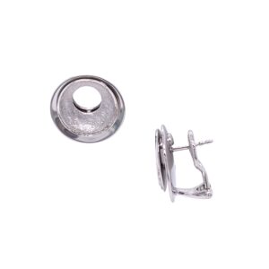 silver and white sapphire etched circle earrings/01-84727