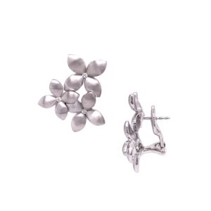 silver floral cluster post earrings/02-03670