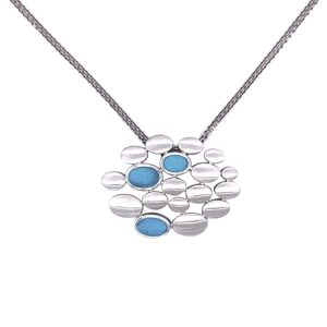 silver and turquoise bubble necklace/32-03216