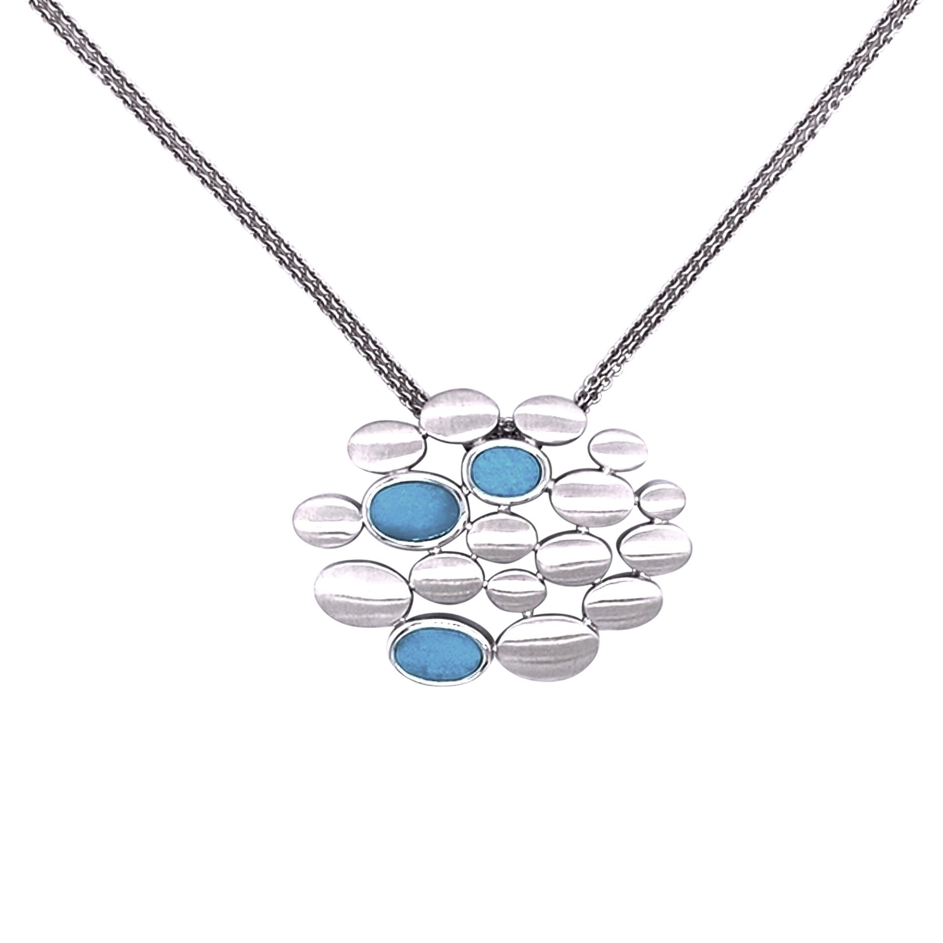 silver and turquoise bubble necklace/32-03216