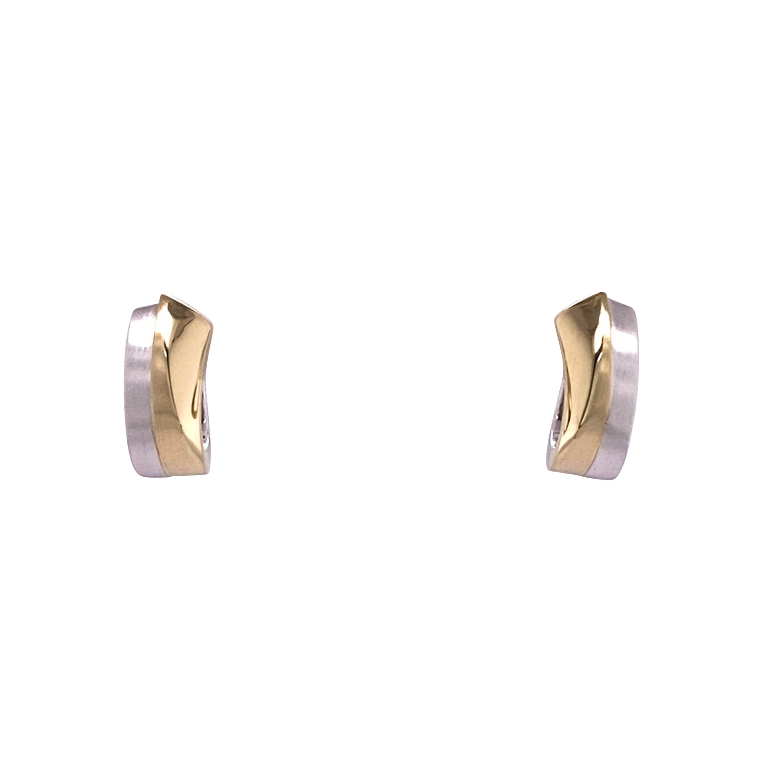 two-tone squared contoured huggie hoops/06-07243