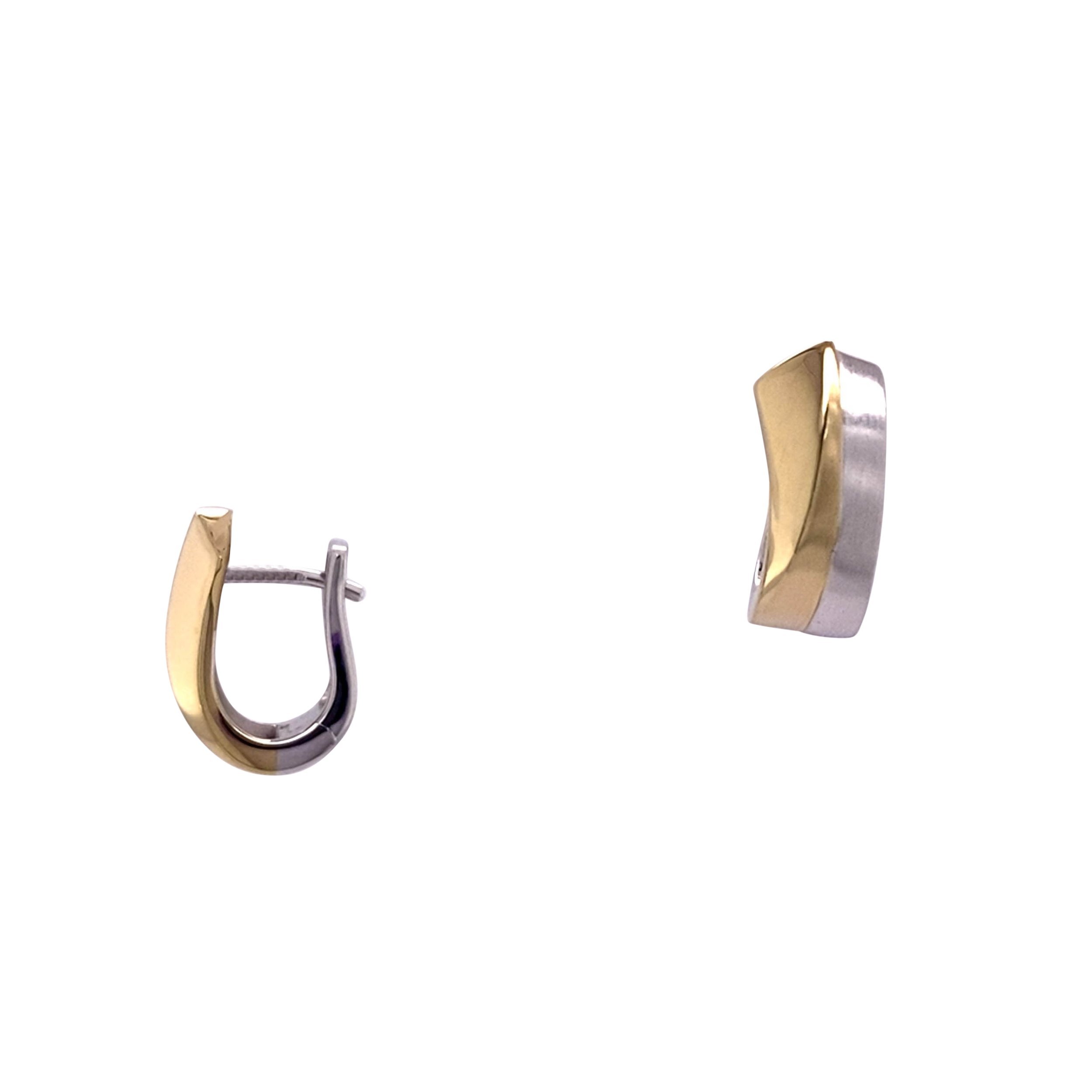two-tone squared contoured huggie hoops/06-07243