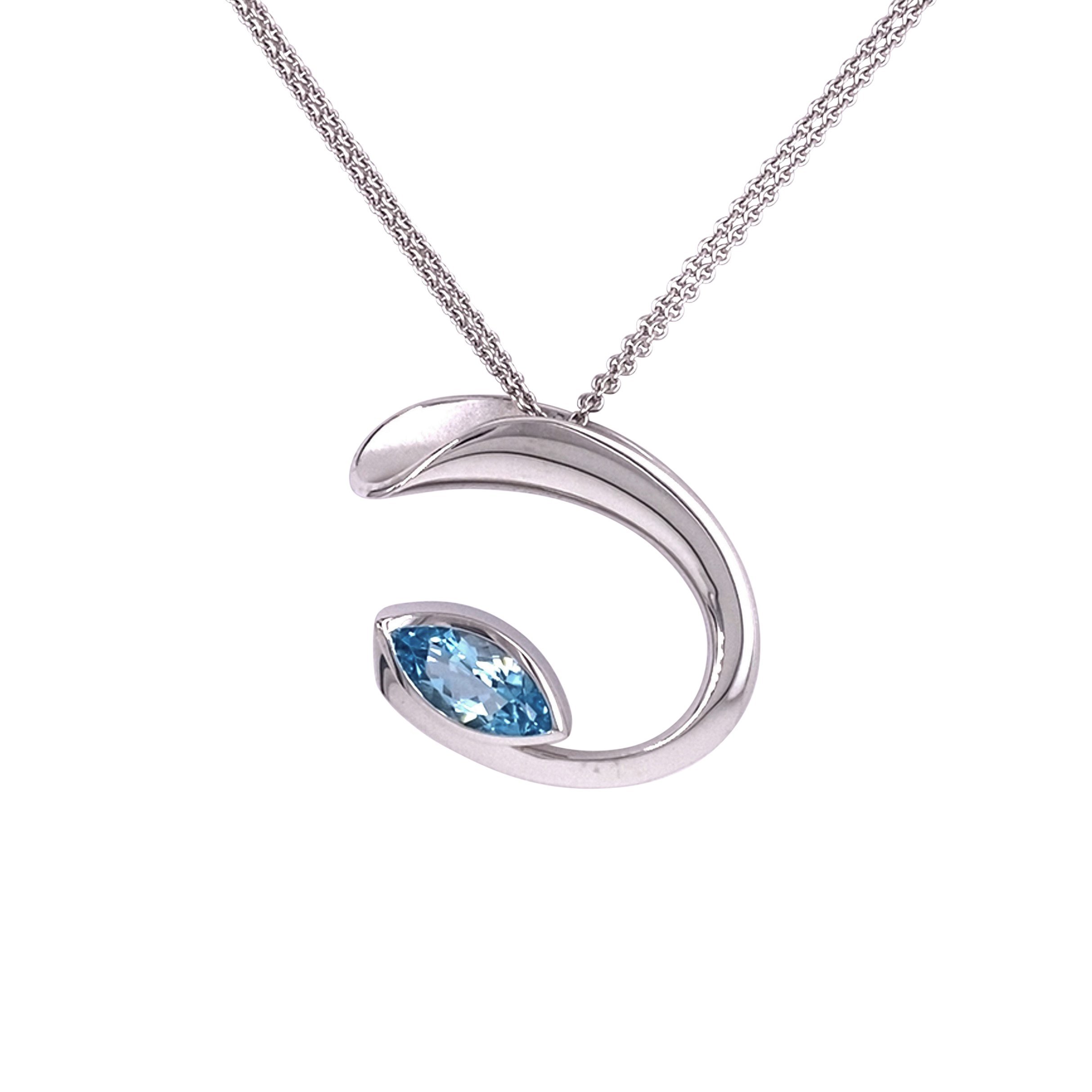 freeform silver and blue topaz pendant/32-03306