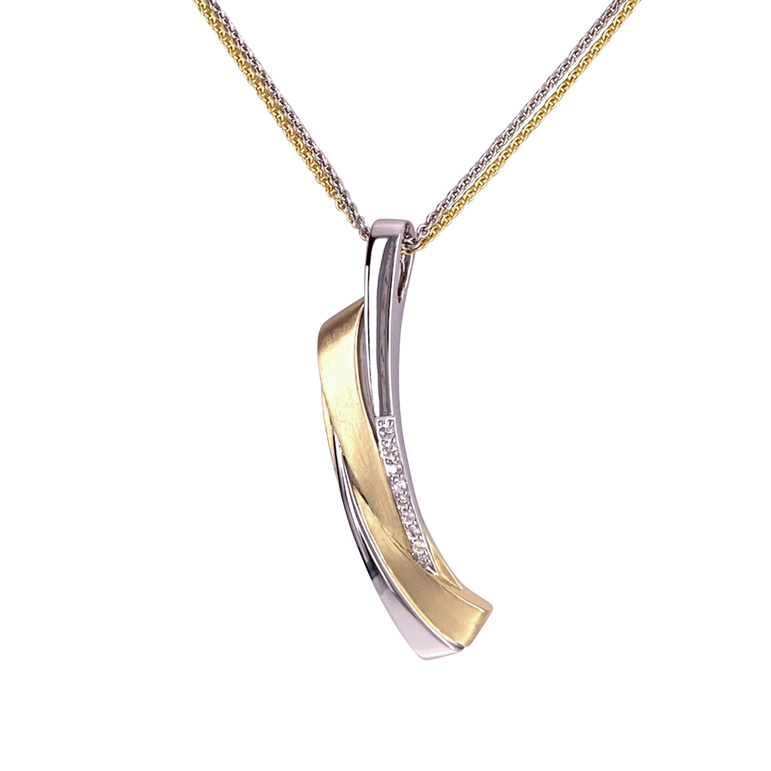 two-tone interwoven pendant with white sapphires/32-03317