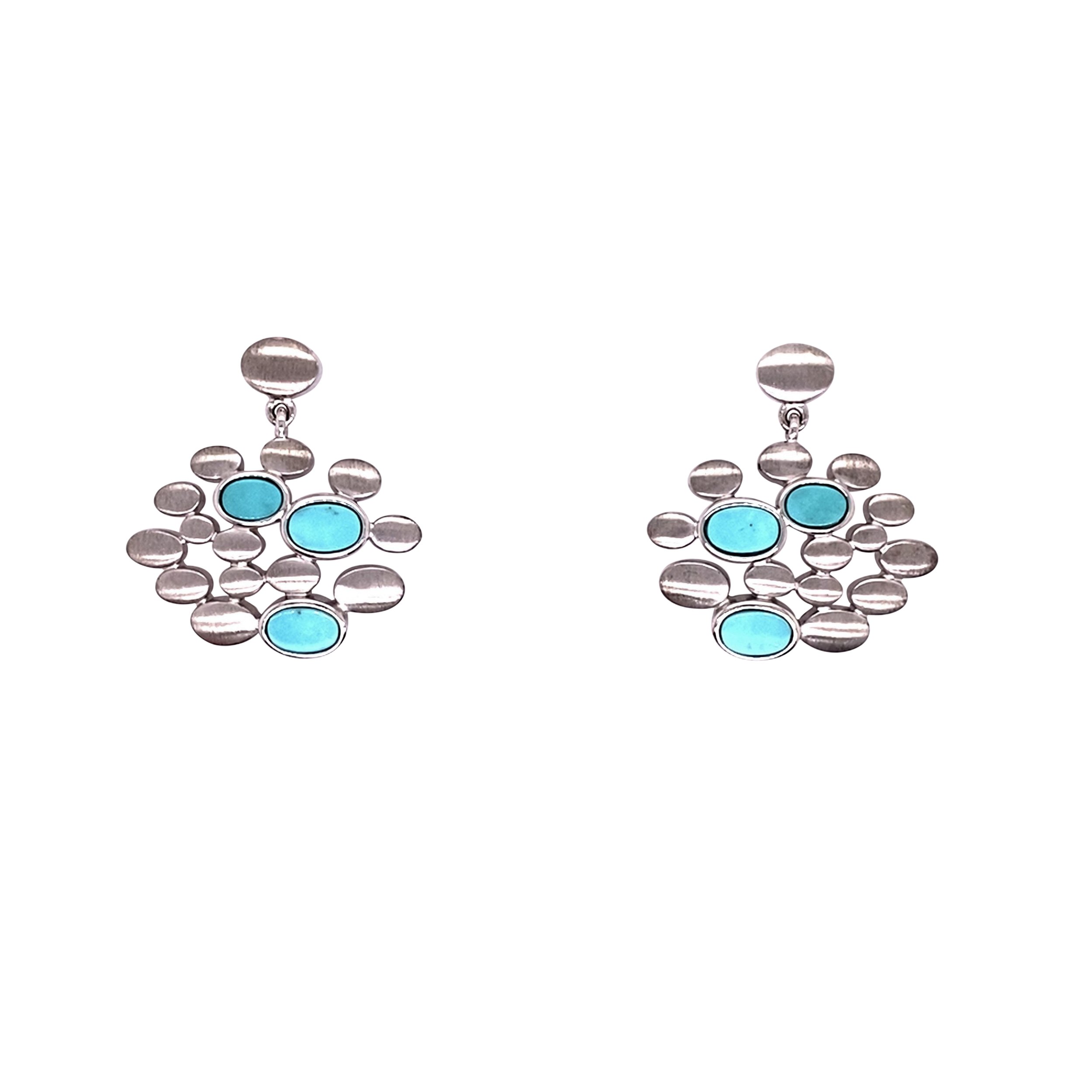 silver and turquoise “bubble” earrings/12-02017
