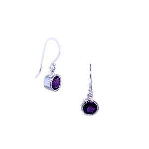 Silver and amethyst drop earrings