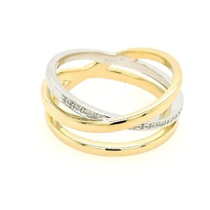 Two-tone gold and diamond triple band ring/41-05903