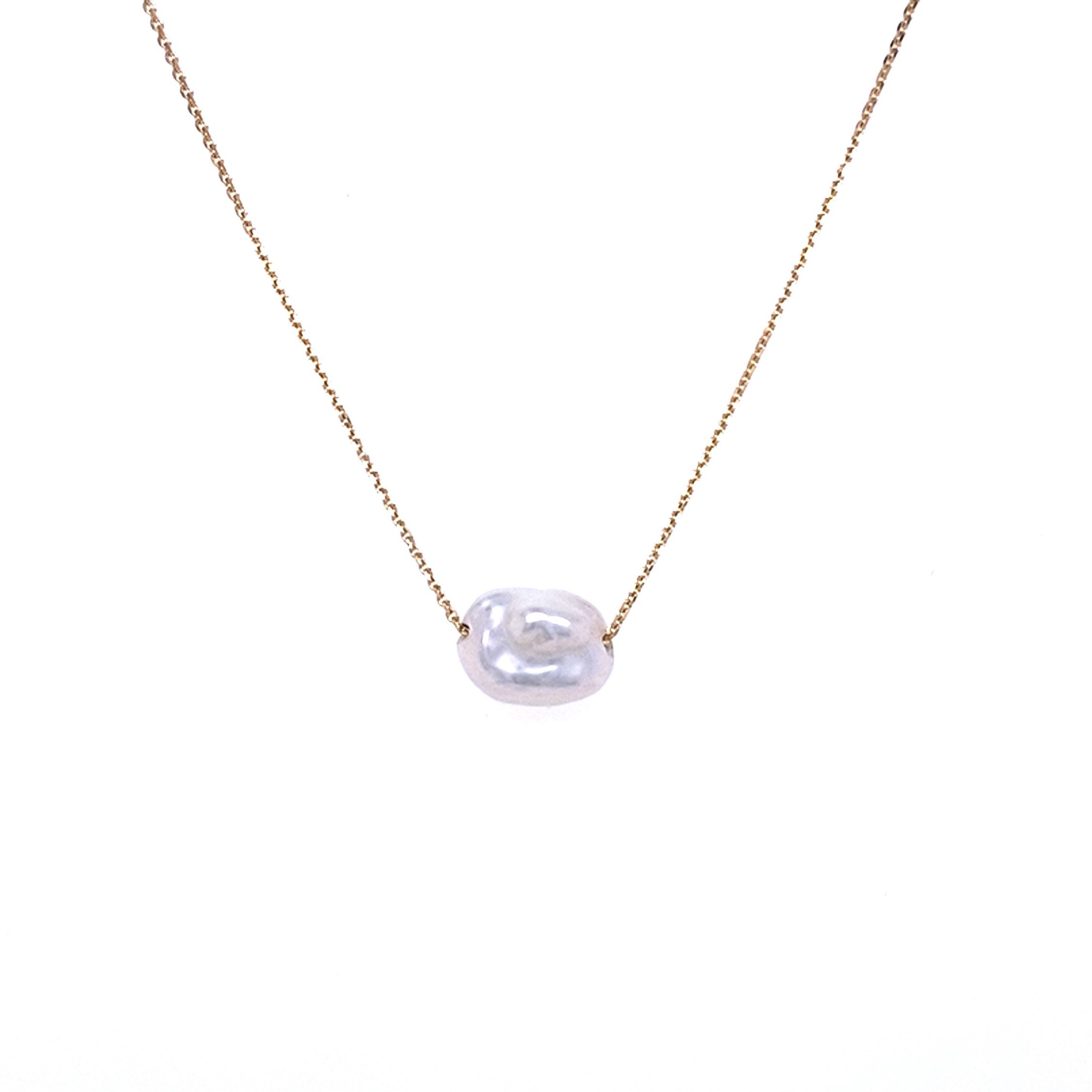 keshi pearl on 14k yellow gold chain