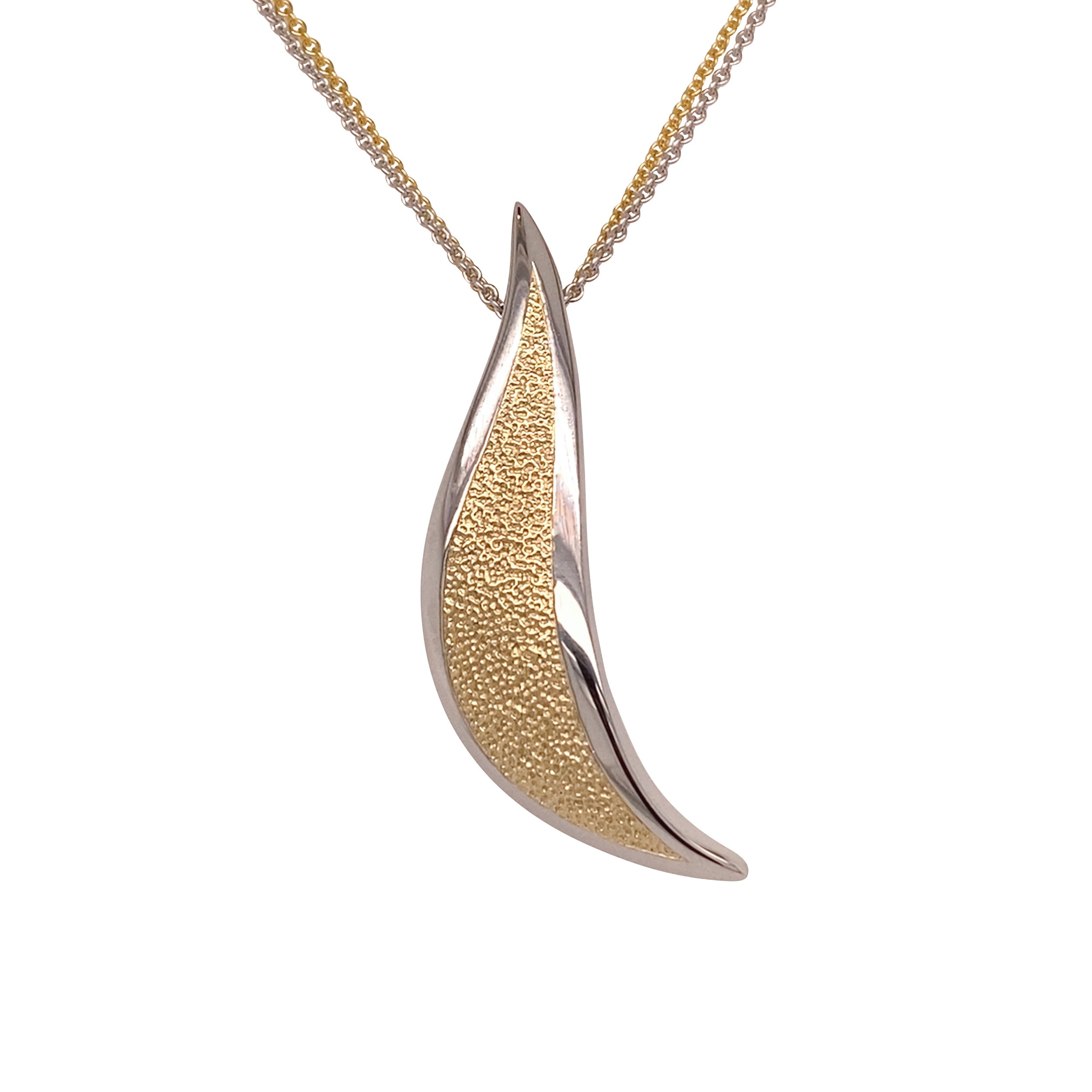 Two tone freeform textured slide pendant/34-01787