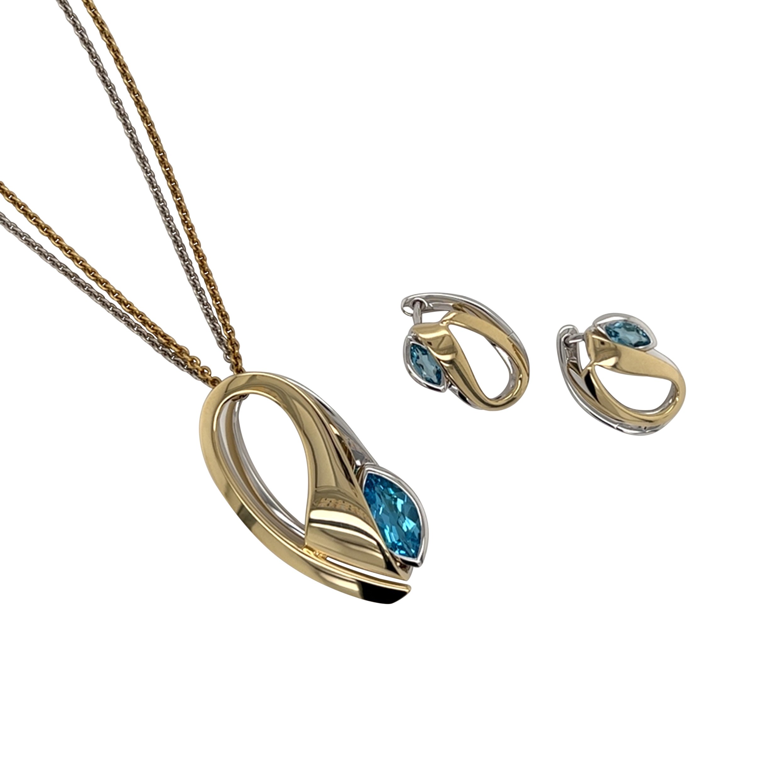 Two-tone blue topaz earrings/06-61046
