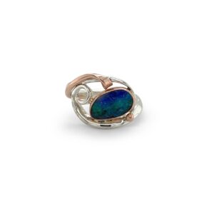 Boulder opal two-tone ring/EJ135