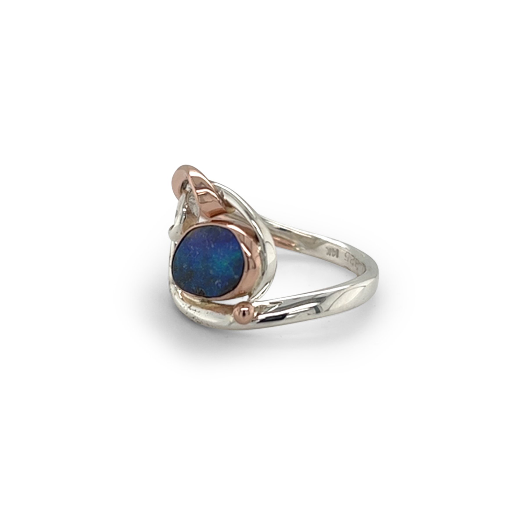 Boulder opal two-tone ring/EJ135