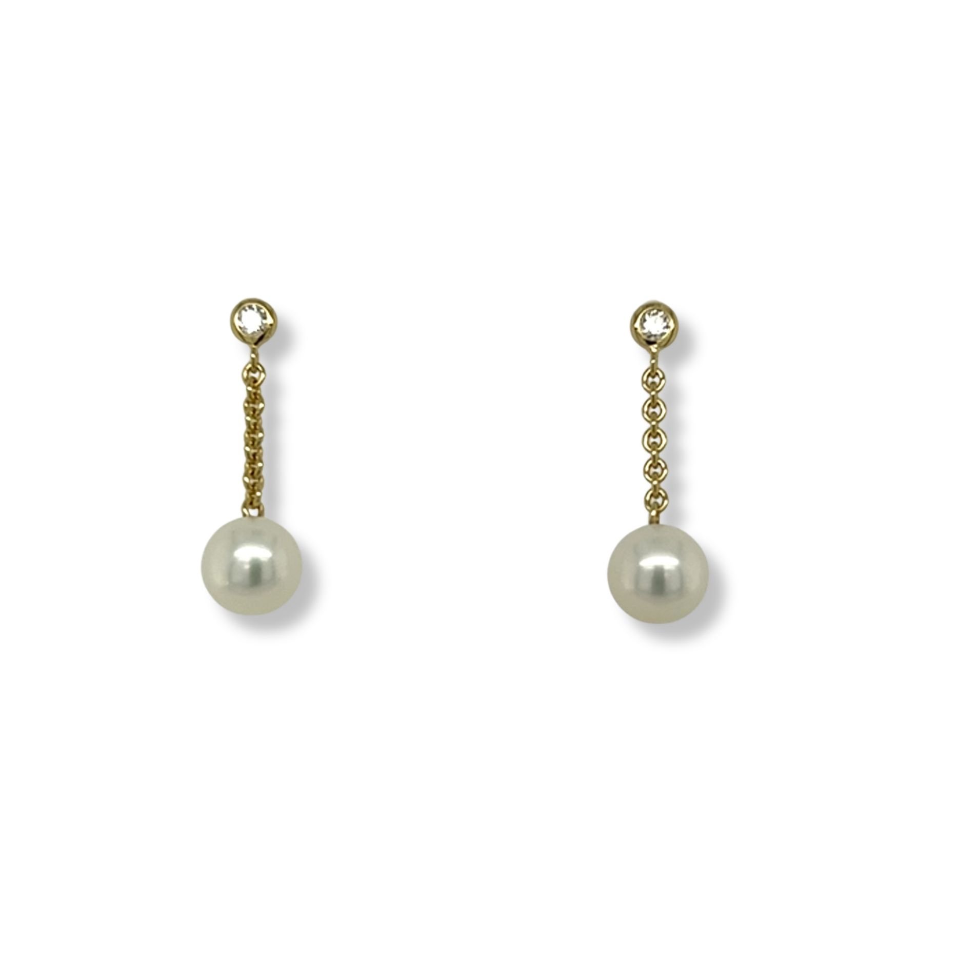 Pearl and diamond drop earrings/11-87523