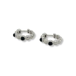 Onyx and silver hoop earrings/06-60945