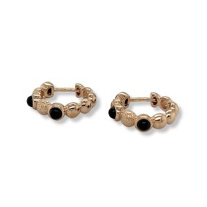 Onyx and rose gold plated hoop earrings/06-60945