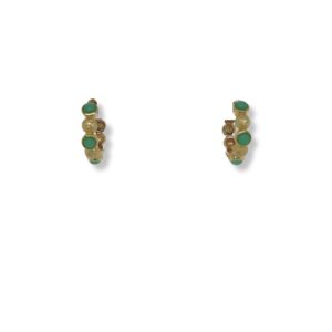Chrysoprase and yellow gold plated hoop earrings/06-60945