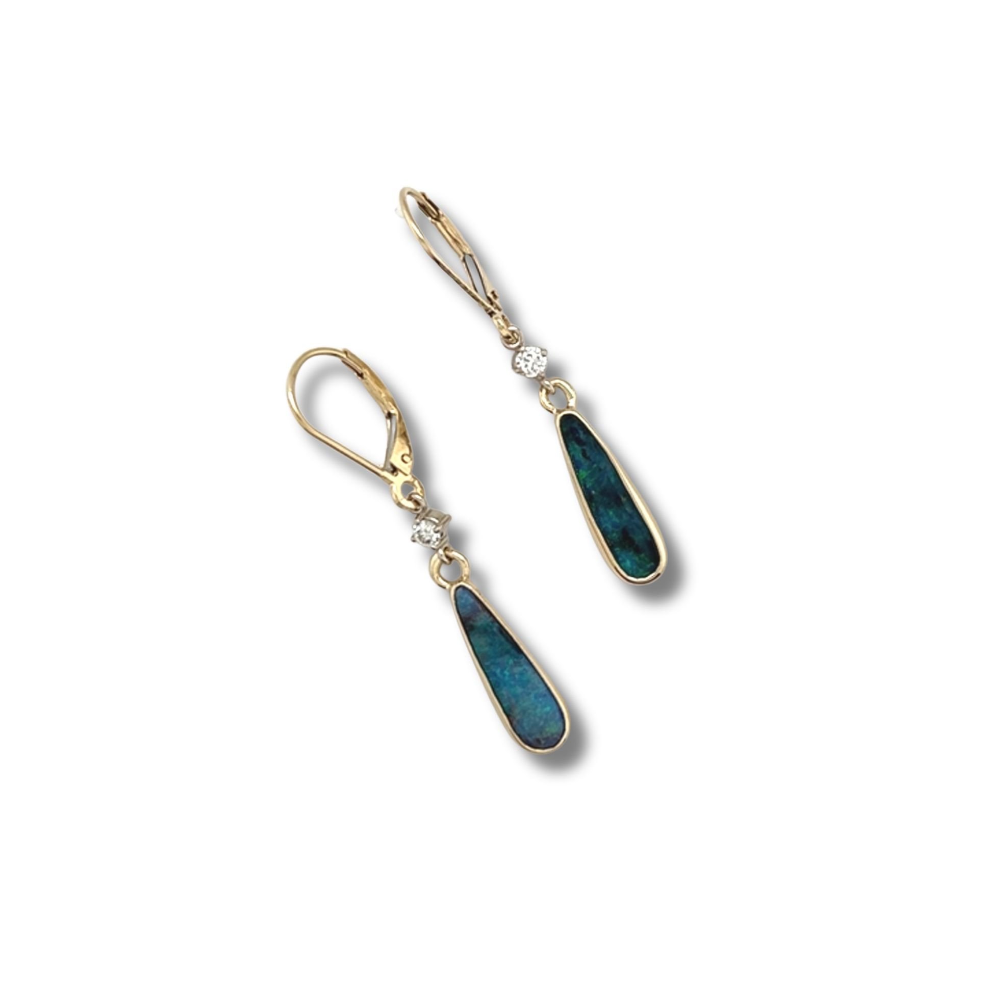 Boulder opal and diamond earrings/282224