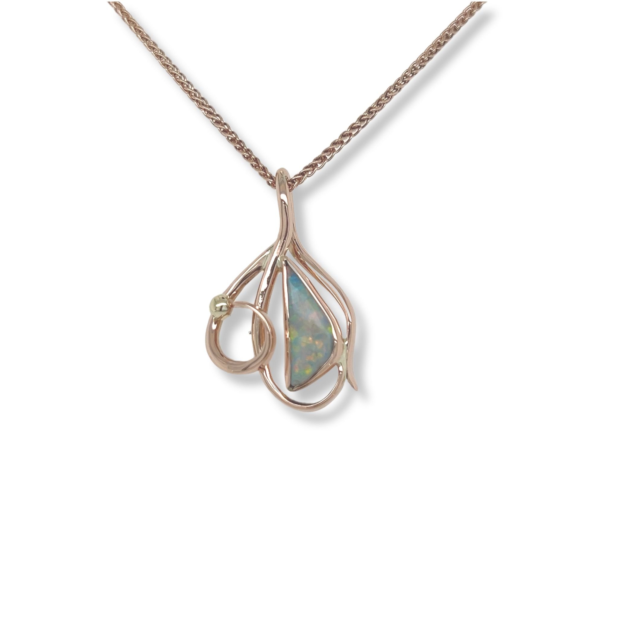 Boulder opal and rose gold pendant/EJ140