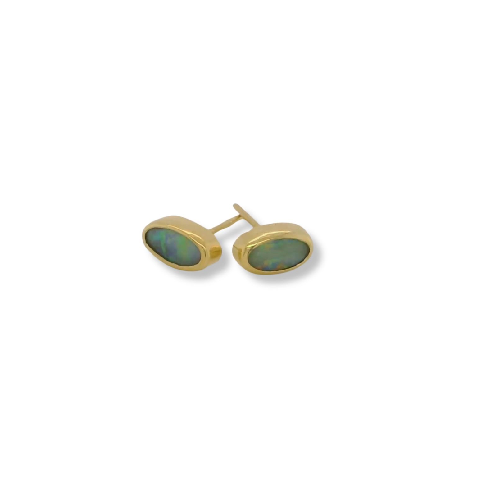 Slender oval opal studs/2861024