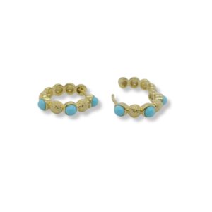 Turquoise and yellow gold plated hoop earrings/06-60945TQ