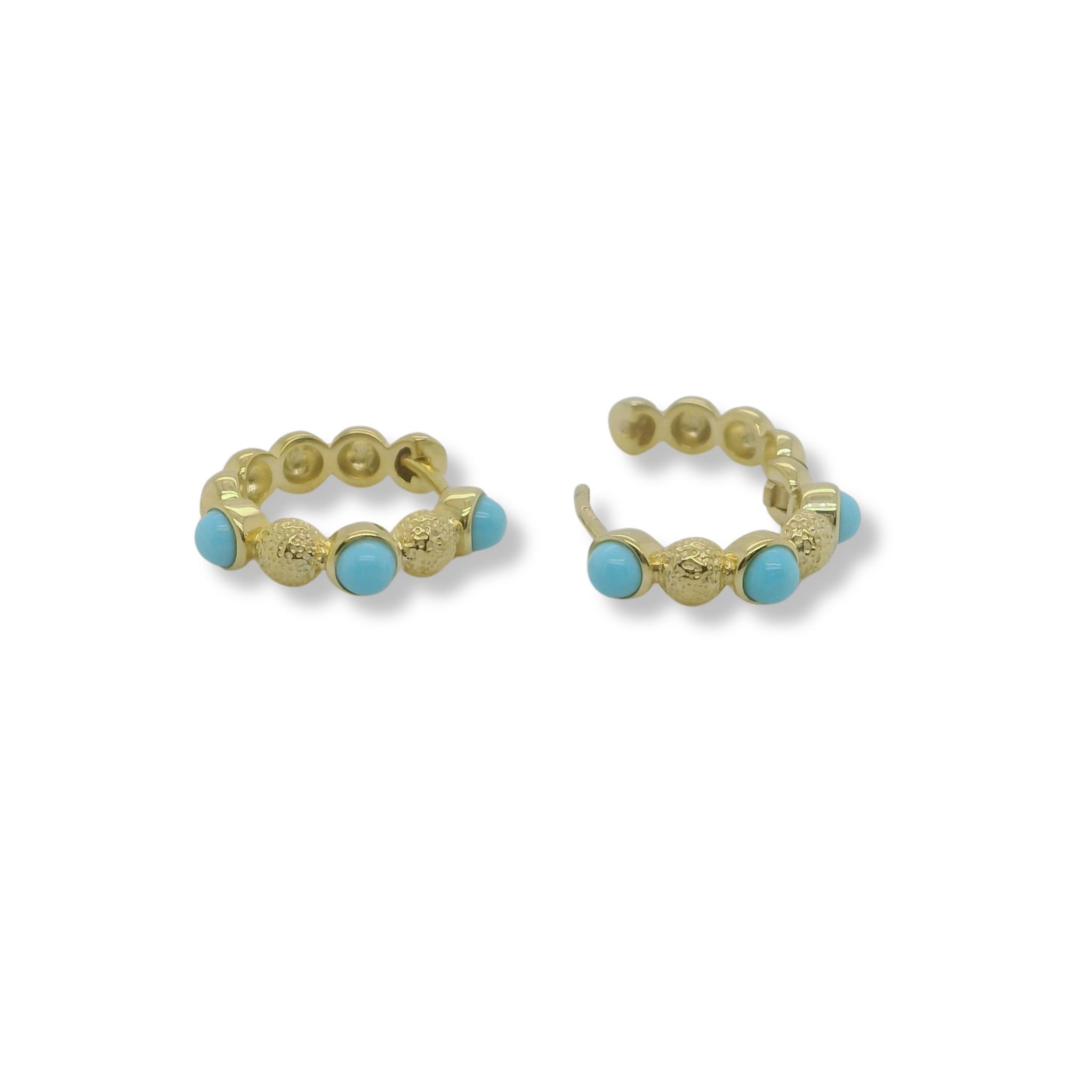 Turquoise and yellow gold plated hoop earrings/06-60945