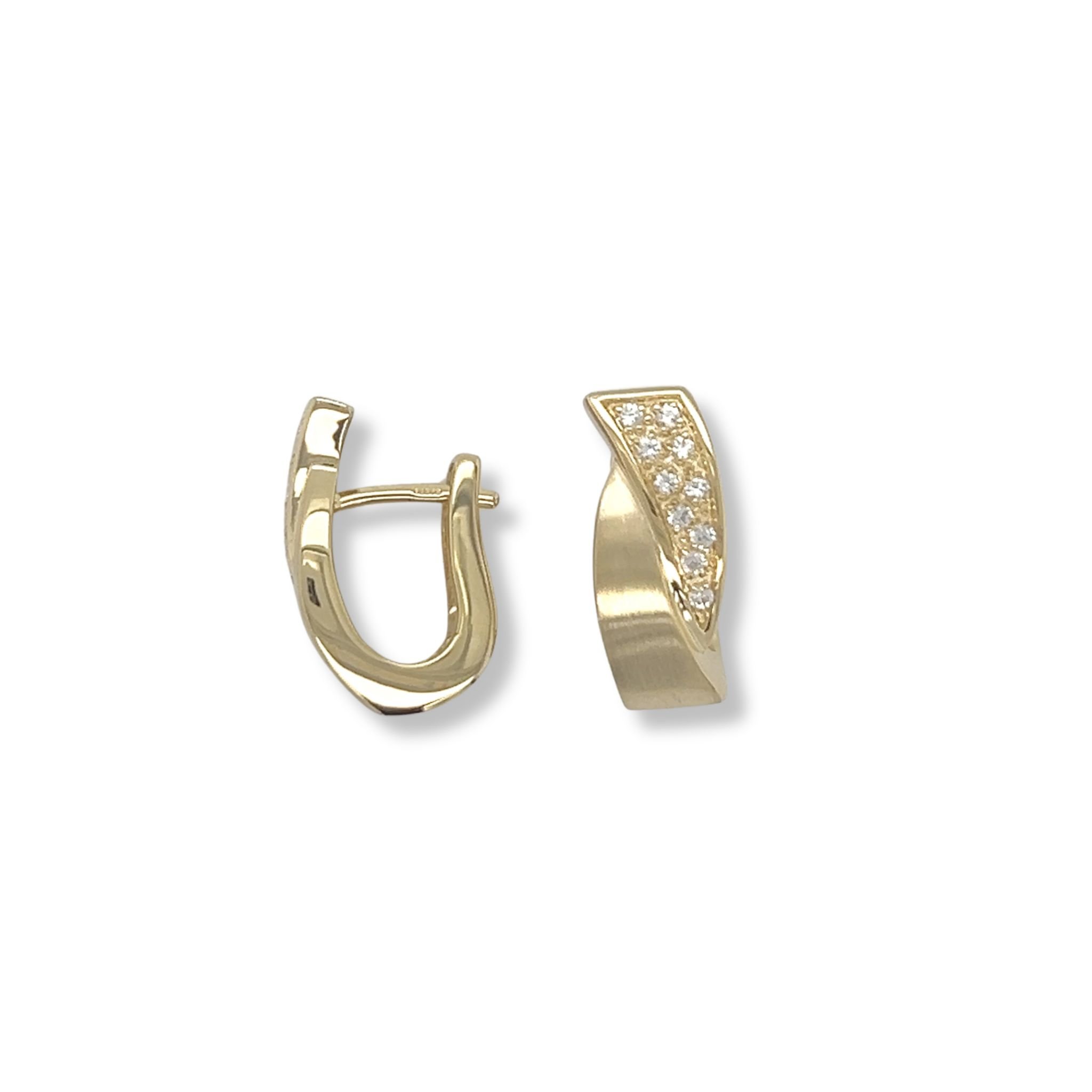 Gold plated/white sapphire crossover earrings/06-04823