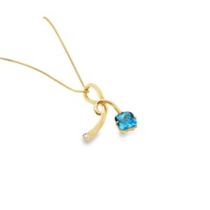 Blue topaz and diamond Ava pendant, yellow gold/284424
