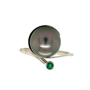 Tahitian pearl and emerald ring/285825