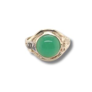 Chrysoprase and diamond ring/EJ148