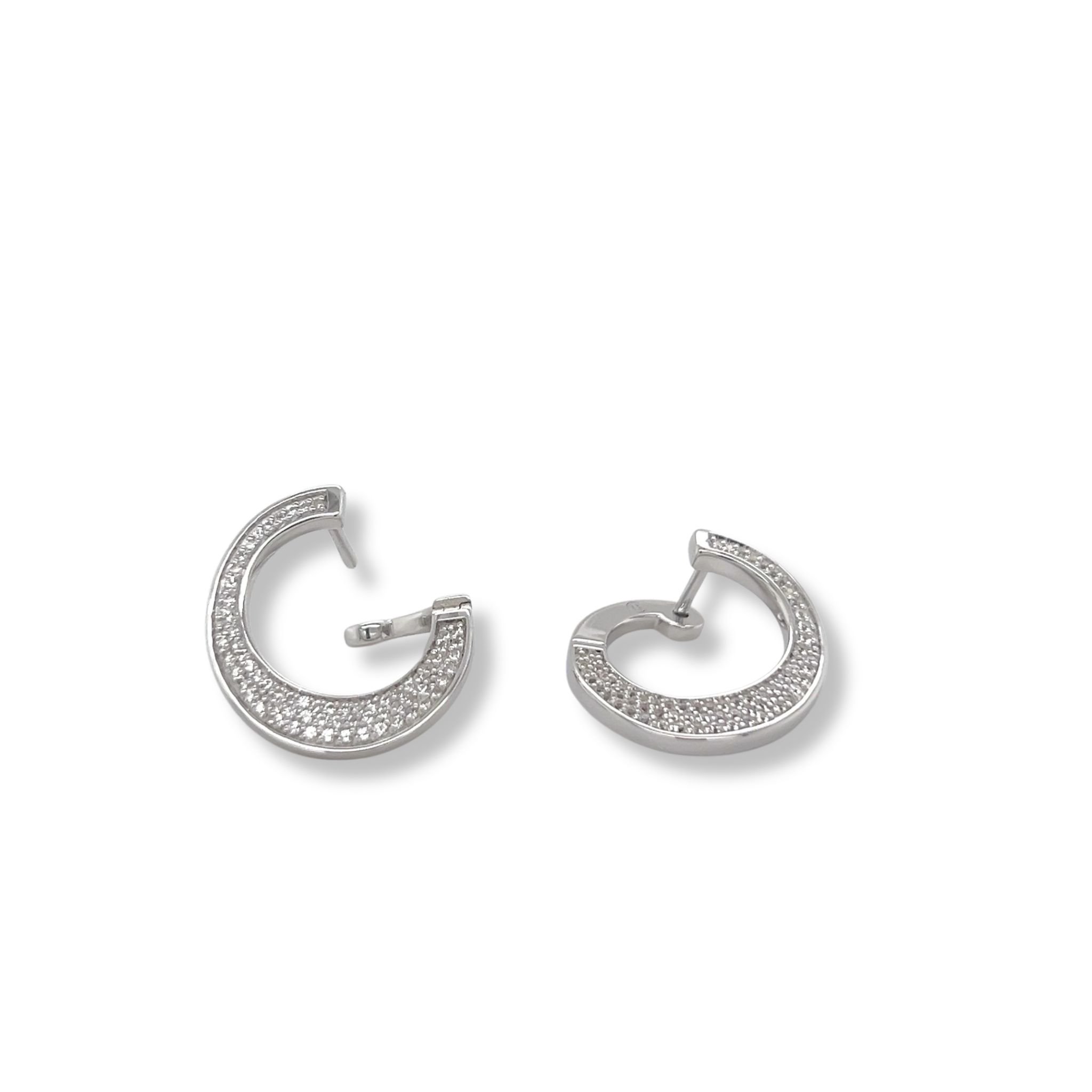 Round offset hoops with white sapphire/06-61133