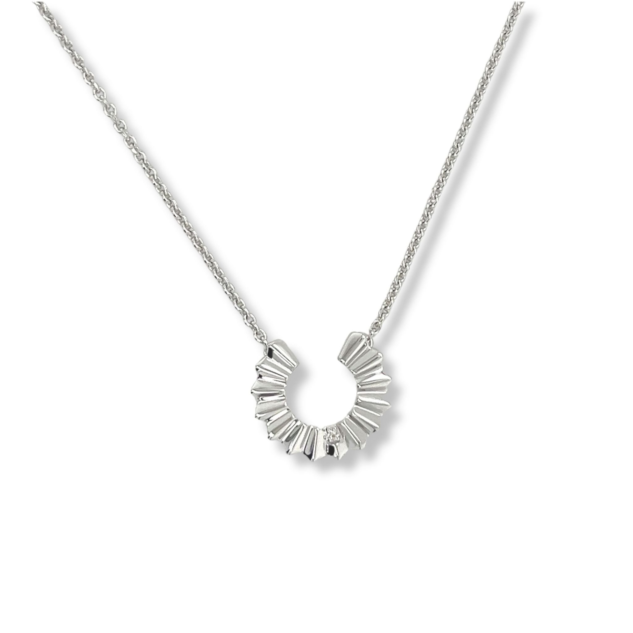 Ribbon edge silver necklace/61-01543